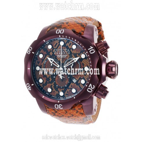 Invicta Venom Chronograph Black and Brown Dial Black and Brown Leather Men's Watch 19005