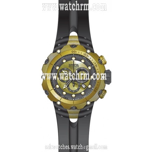 Invicta Venom Chronograph Black and Gold Dial Black Silicone Men's Watch 18452