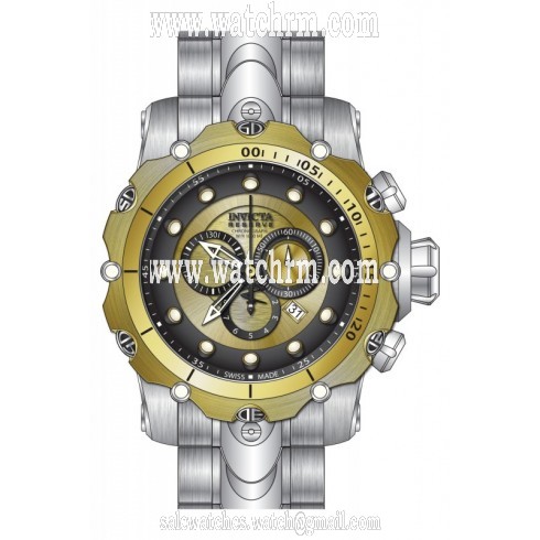 Invicta Venom Chronograph Black and Gold Dial Stainless Steel Men's Watch 14400