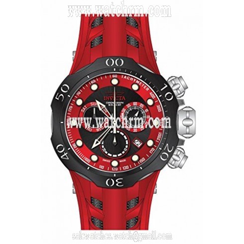 Invicta Venom Chronograph Black and Red Dial Red and Black Silicone Men's Watch 16987
