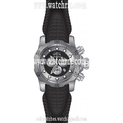 Invicta Venom  Chronograph Black and Silver Dial Black Silicone Men's Watch 20439