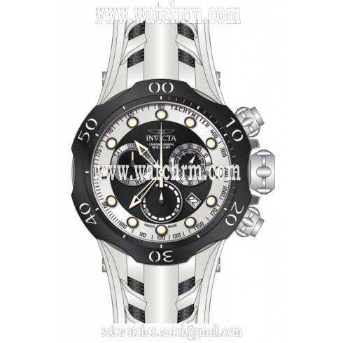 Invicta Venom Chronograph Black and White Dial White Silicone Men's Watch 16989