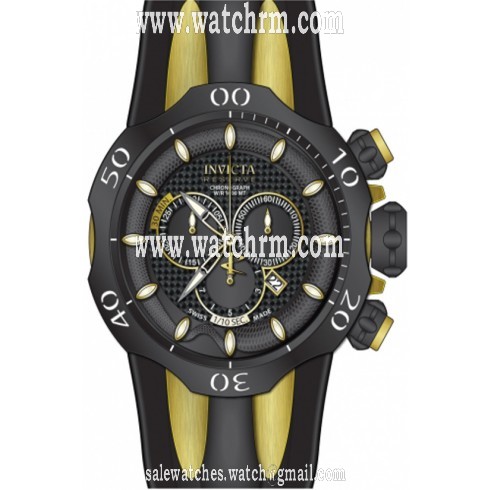 Invicta Venom Chronograph Black Carbon Fiber Dial Black Polyurethane Strap Men's Watch 13917