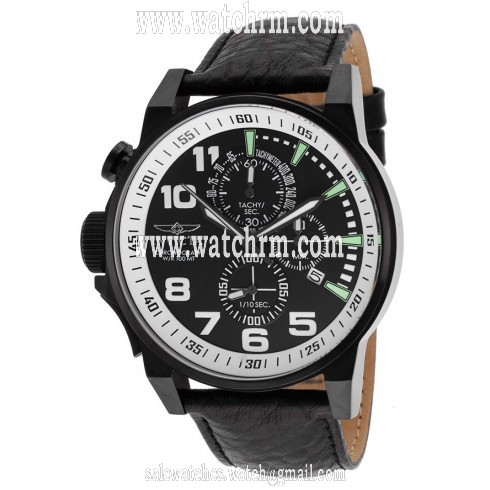 Invicta Venom Chronograph Black Dial Black Leather Band Men's Watch 14476