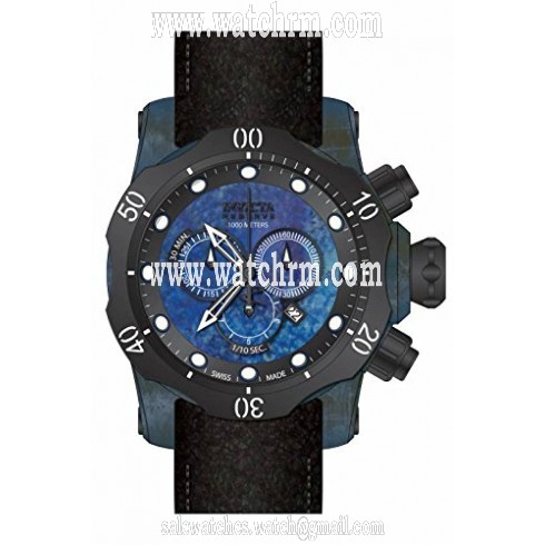 Invicta Venom Chronograph Black Dial Black Leather Men's Watch 16000