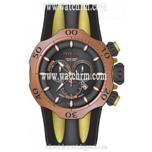 Invicta Venom Chronograph Black Dial Black Polyurethane Band Men's Watch 13916