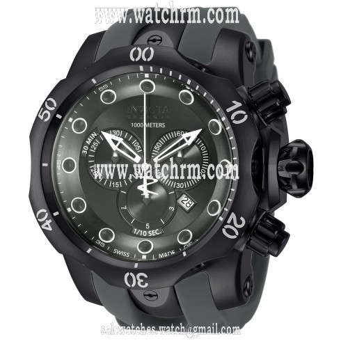 Invicta Venom Chronograph Black Dial Black Polyurethane Men's Watch 11973