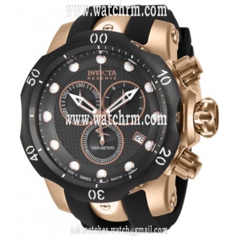Invicta Venom Chronograph Black Dial Black Polyurethane Men's Watch 16152