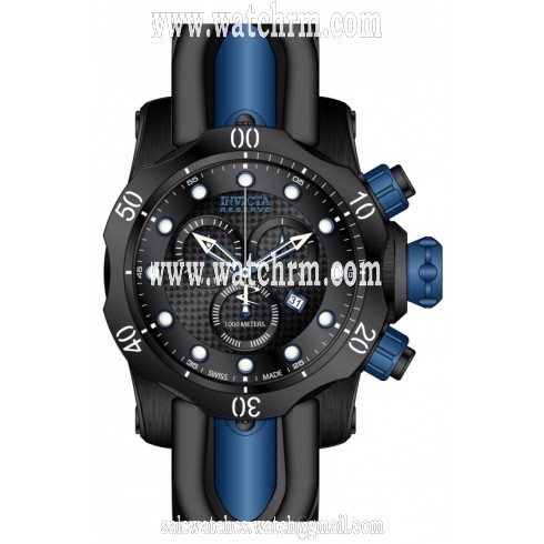 Invicta Venom Chronograph Black Dial Black Polyurethane Men's Watch 19484