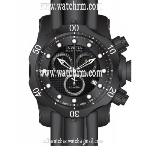 Invicta Venom Chronograph Black Dial Black Polyurethane Men's Watch 80579