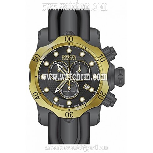 Invicta Venom Chronograph Black Dial Black Polyurethane Rubber Men's Watch 16154