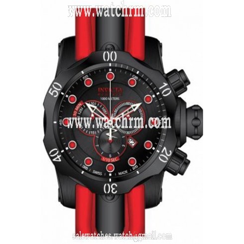 Invicta Venom Chronograph Black Dial Red Polyurethane Men's Watch 80766