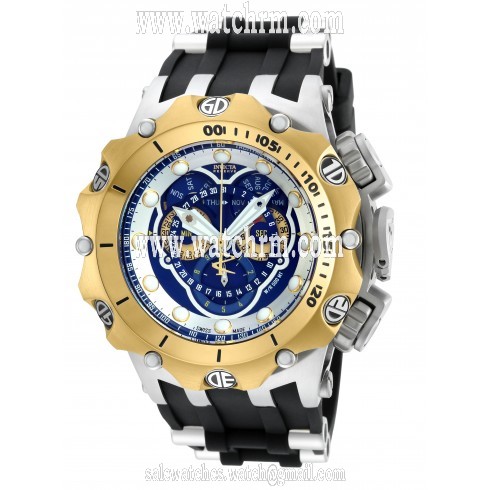 Invicta Venom Chronograph Blue and Silver Dial Black Silicone Men's Watch 20429