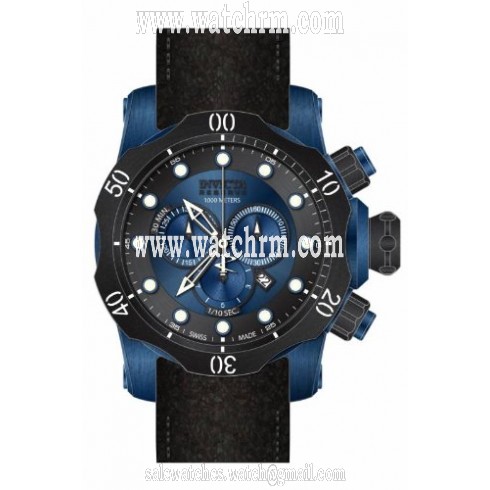 Invicta Venom Chronograph Blue Dial Black Leather Men's Watch 15988