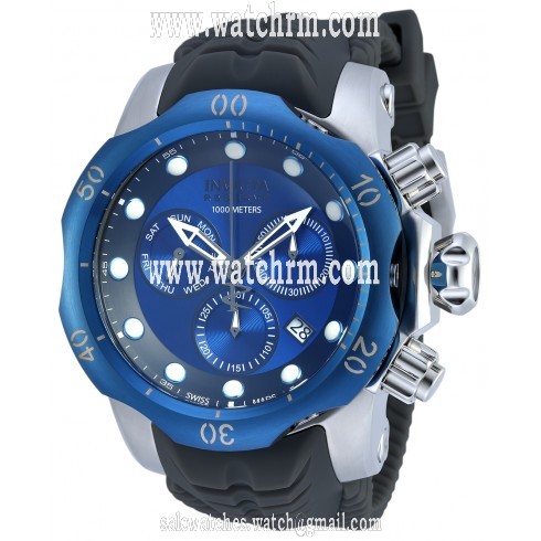 Invicta Venom Chronograph Blue Dial Black Silicone Men's Watch 19923