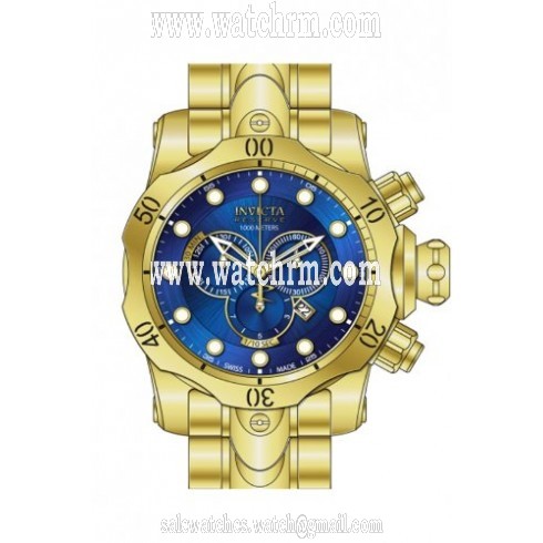 Invicta Venom Chronograph Blue Dial Gold Ion-plated Men's Watch 14504