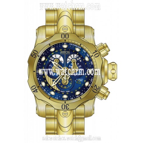 Invicta Venom Chronograph Blue Dial Gold Ion-plated Mnes Watch 14463