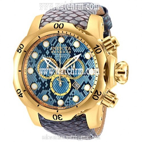Invicta Venom Chronograph Blue Dial Grey Leather Men's Watch 18302