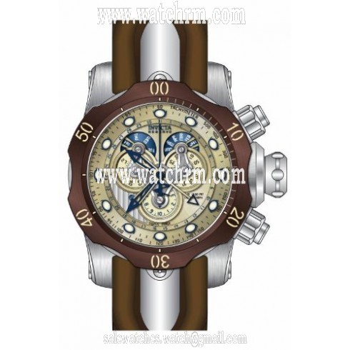 Invicta Venom Chronograph Champagne Dial Brown Polyurethane Men's Watch 14461
