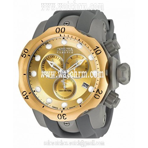 Invicta Venom Chronograph Champagne Dial Grey Silicone Men's Watch 16986