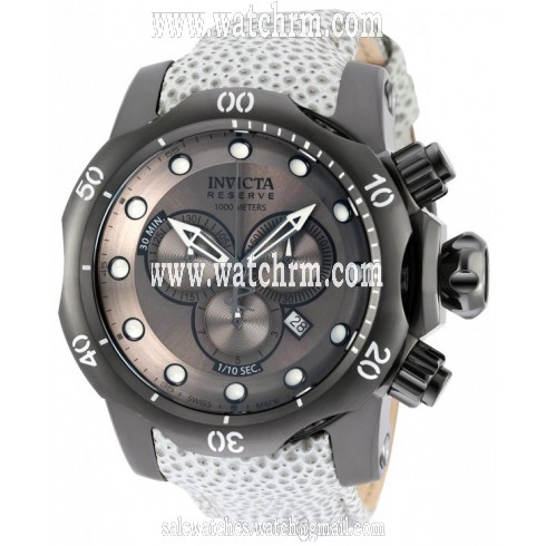 Invicta Venom Chronograph Charcoal Dial Charcoal Leather Men's Watch 18308