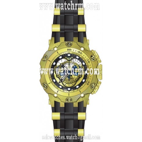 Invicta Venom Chronograph Gold and Black Dial Black Silicone Men's Watch 20424
