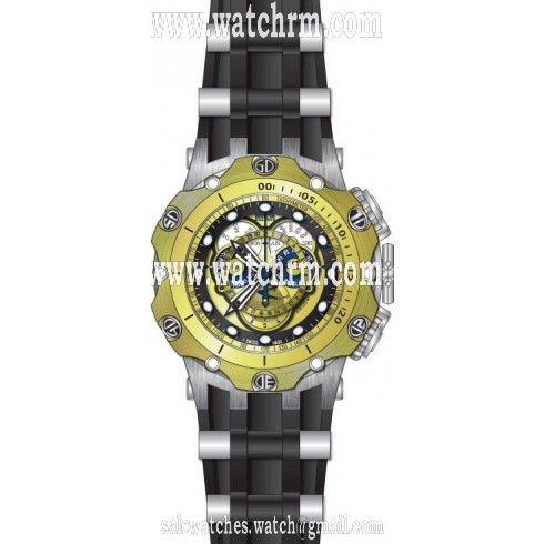 Invicta Venom Chronograph Gold and Black Dial Black Silicone Men's Watch 20428