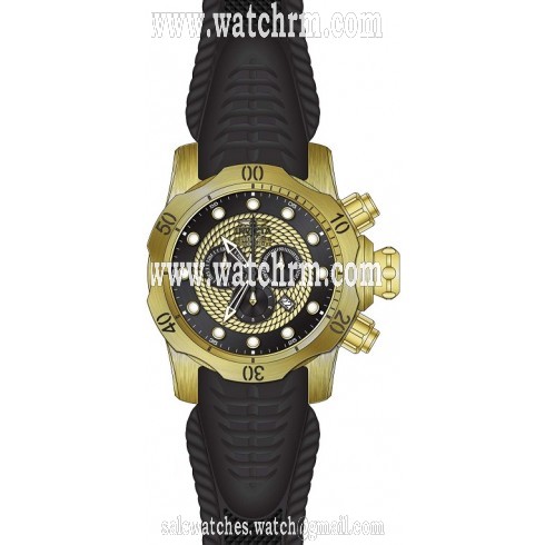 Invicta Venom Chronograph Gold and Black Dial Black Silicone Men's Watch 20443