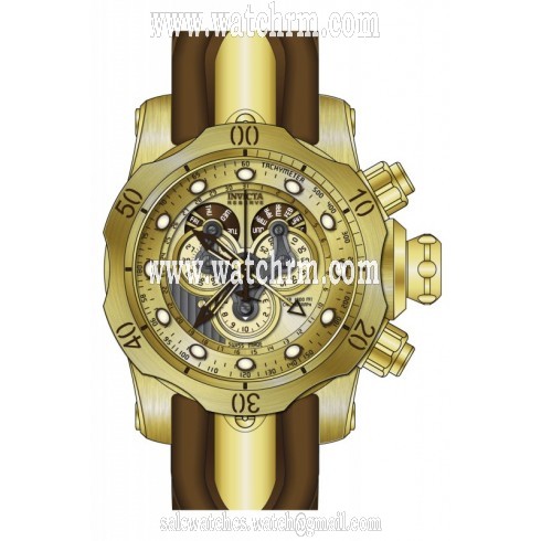 Invicta Venom Chronograph Gold Dial Brown Silicone Men's Watch 14464