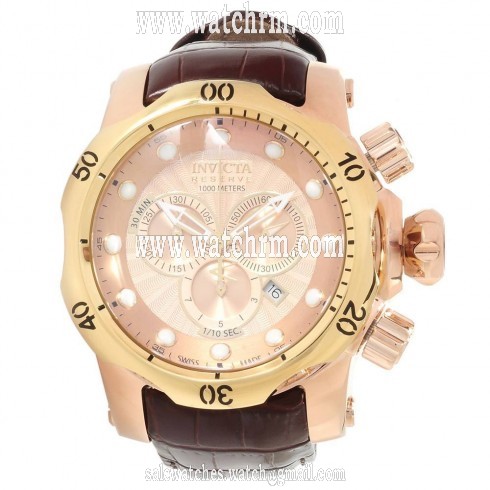 Invicta Venom Chronograph Gold-tone Dial Brown Leather Band Men's Watch 13883
