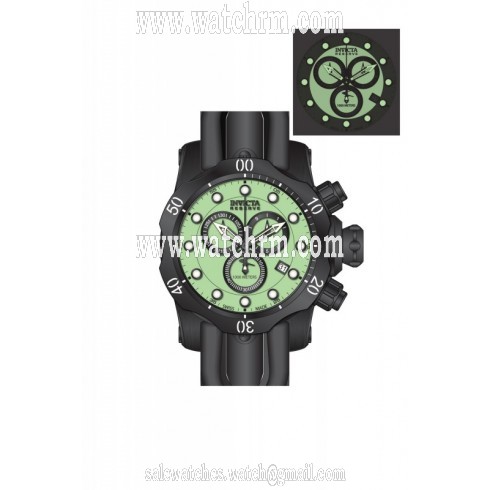 Invicta Venom Chronograph Green Dial Black Polyurethane Men's Watch 80576