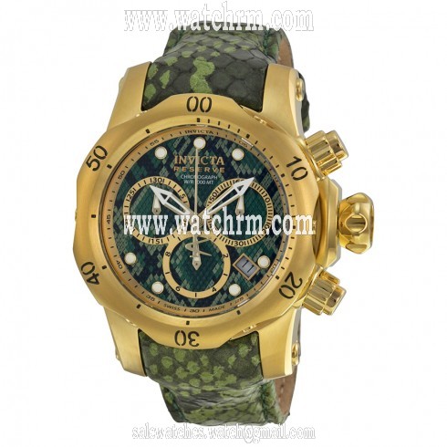 Invicta Venom Chronograph Green Dial Green Leather Ladies Watch 14968