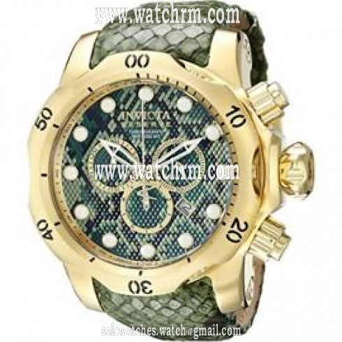 Invicta Venom Chronograph Green Dial Green Leather Men's Watch 14966