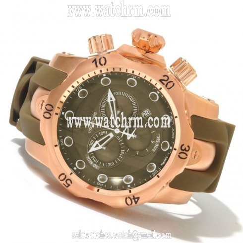 Invicta Venom Chronograph Green Dial Rose Gold-tone PVD Men's Watch 11954