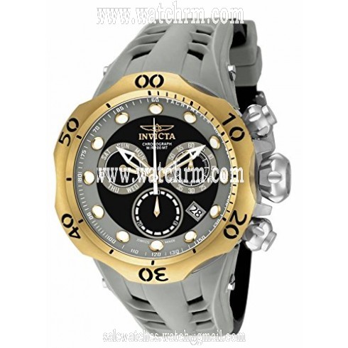 Invicta Venom Chronograph Grey and Black Dial Grey and Black Silicone Men's Watch 16992