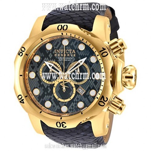 Invicta Venom Chronograph Grey Dial Black Leather Men's Watch 18300