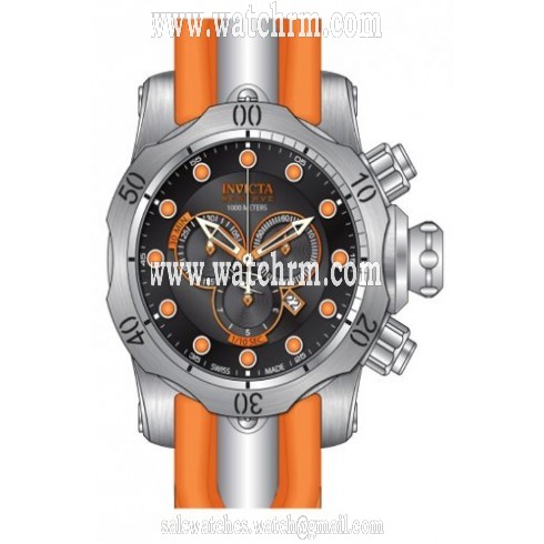 Invicta Venom Chronograph Grey Dial Orange Polyurethane Band Men's Watch 14003