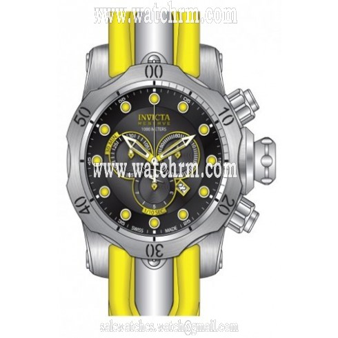 Invicta Venom Chronograph Grey Dial Yellow Polyurethane Men's Watch 14002