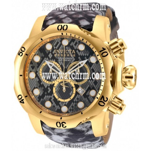 Invicta Venom Chronograph Grey Pattern Dial Grey Leather Men's Watch 18301