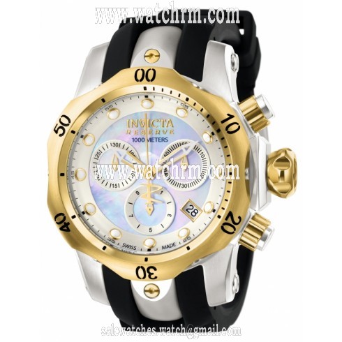 Invicta Venom Chronograph Mother Of Pearl Dial Black Polyurethane Band Ladies Watch 0954