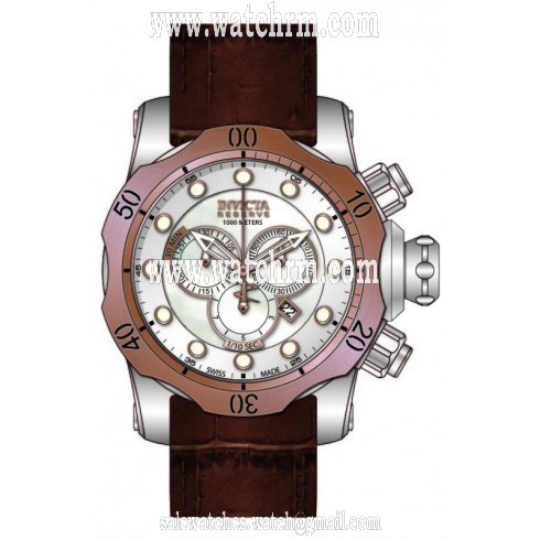 Invicta Venom Chronograph Mother of Pearl Dial Brown Leather Men's Watch 80694