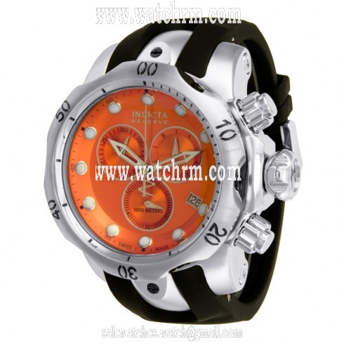 Invicta Venom Chronograph Orange Dial Black Polyurethane Men's Watch 5734