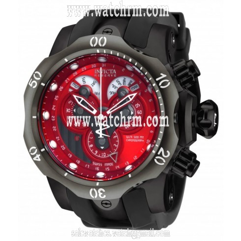 Invicta Venom Chronograph Red Dial Black Polyurethane Men's Watch 18537