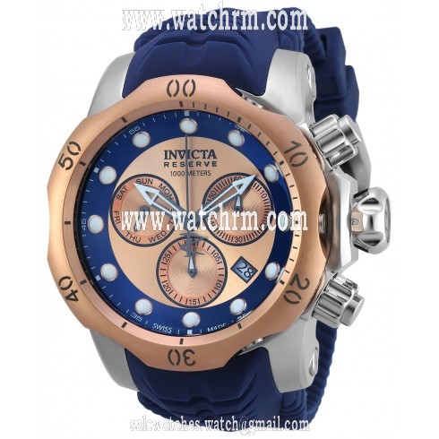 Invicta Venom Chronograph Rose and Blue Dial Blue Silicone Men's Watch 19922