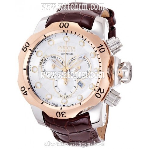 Invicta Venom Chronograph Silver Dial Stainless Steel Brown Leather Men's Watch 13775