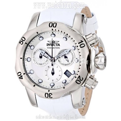 Invicta Venom Chronograph Silver Dial White Leather Ladies Watch 16089