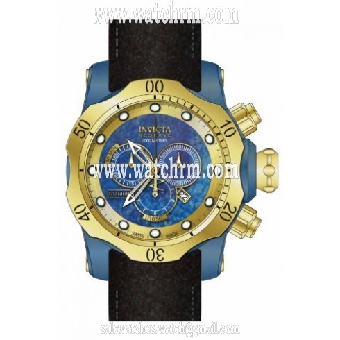 Invicta Venom Chronograph Titanium Dial Black Leather Men's Watch 15998