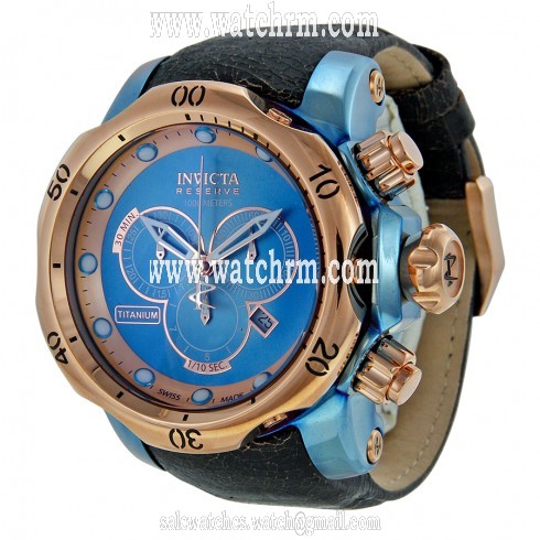 Invicta Venom Chronograph Titanium Dial Black Leather Men's Watch 15999