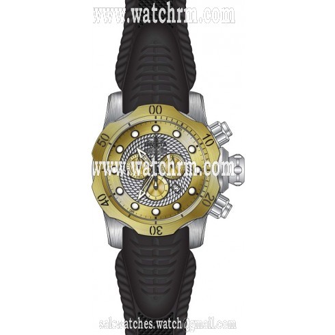 Invicta Venom  Chronograph Yellow Gold and Silver Dial Black Silicone Men's Watch 20441