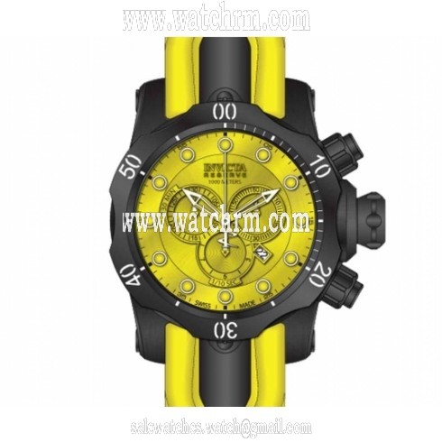 Invicta Venom Chronograph Yellow Sunray Dial Yellow Rubber Strap Men's Watch 11968